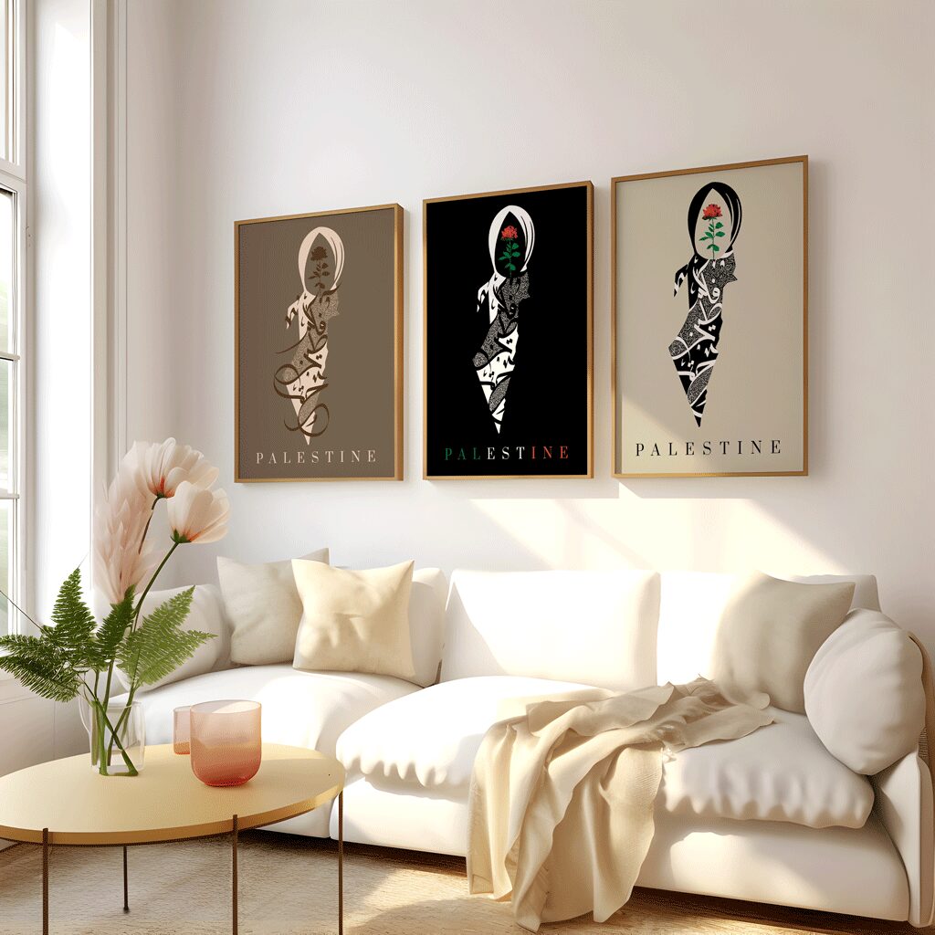 Palestine calligraphy wall art prints collection